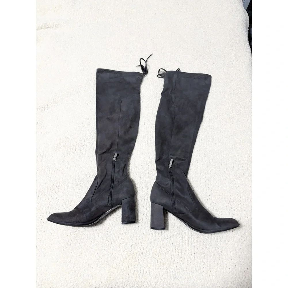 Marc Fisher Dark Gray Over The‎ Knee Boots Faux Suede
